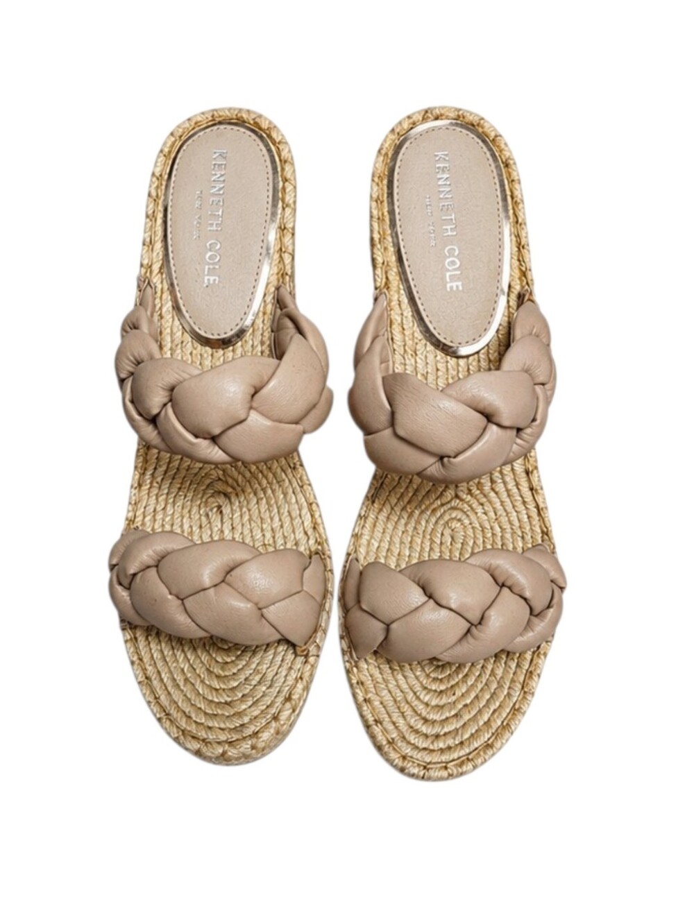 Kenneth Cole Olivia Braided Espadrille Wedge Sandals Lt Blush 9.5M Beach Boho